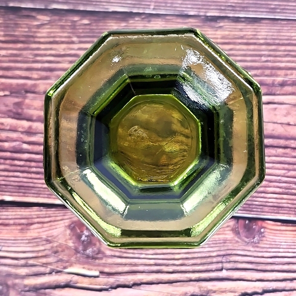 Vintage Anchor Hocking Avocado Green Footed Grape Glass vase - Picture 4 of 16